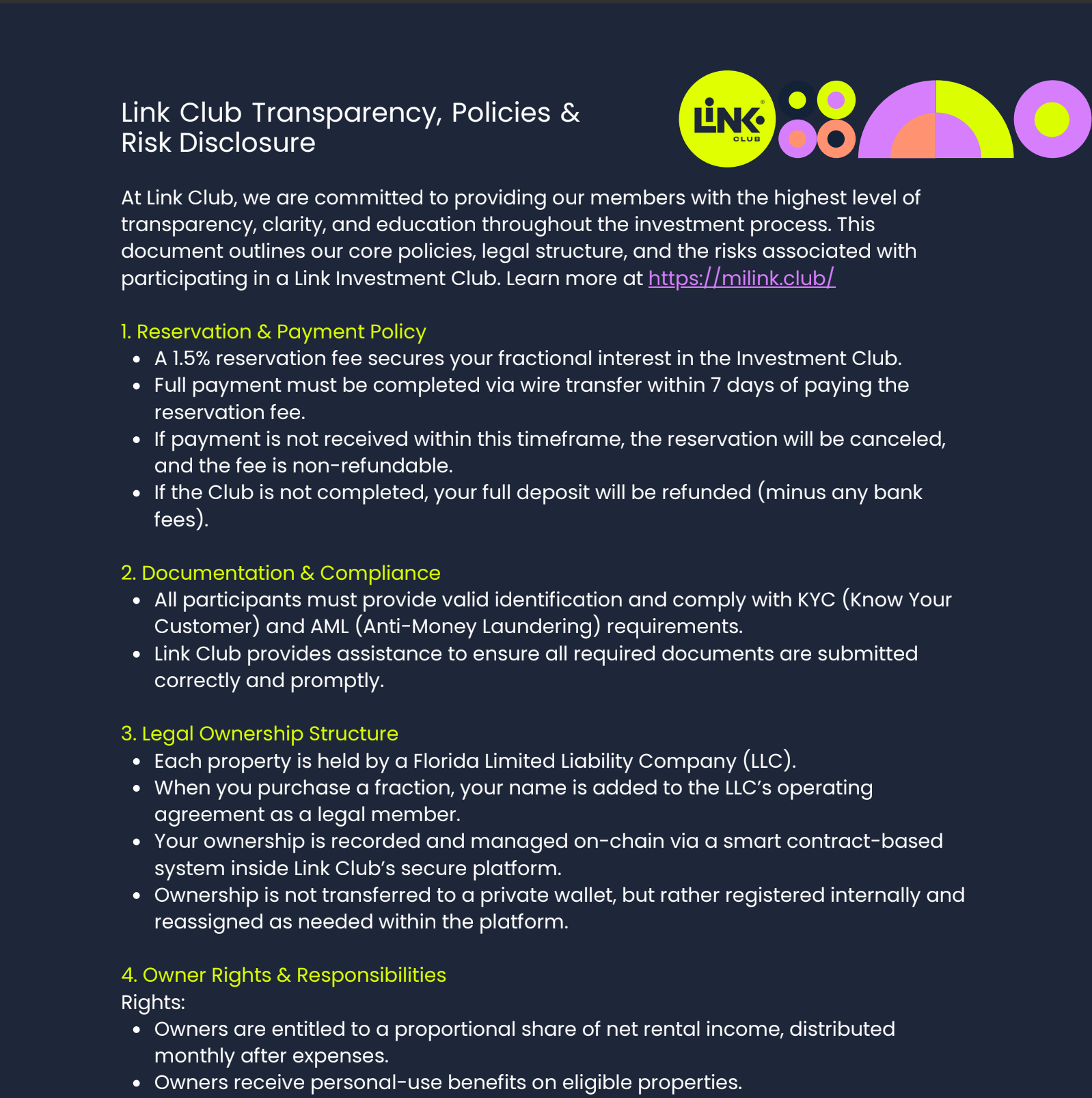 Transparency, Policies and Risk Disclosure